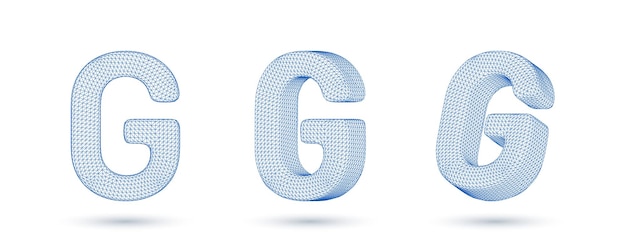 Lettera g wireframe alto profilo poligonale basso poli stile illustrazione vettoriale