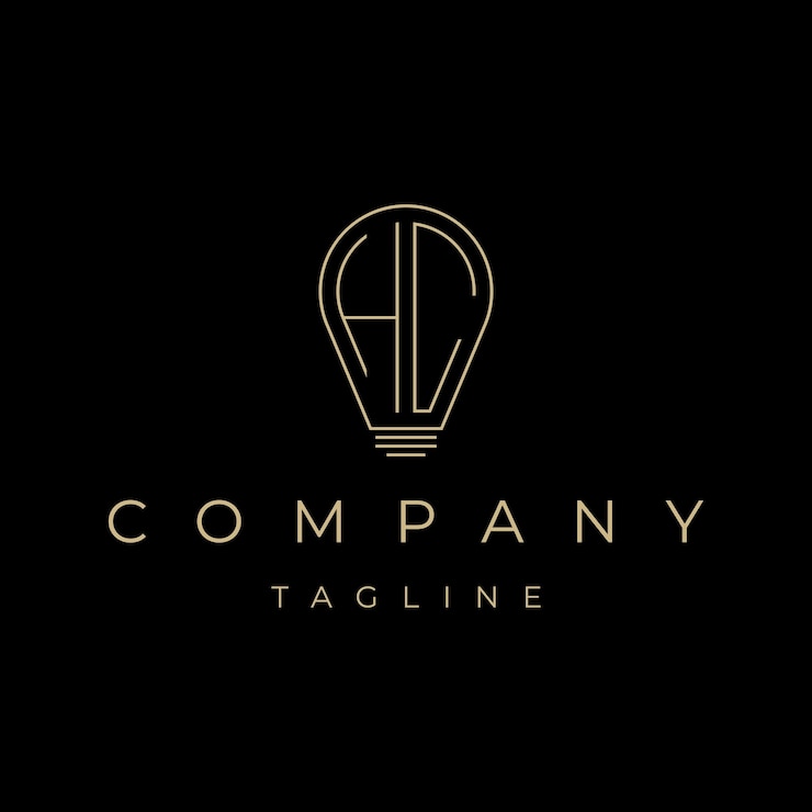 Vettore lettera hc soluzione iniziale della lampada lampada icona modello vettoriale di progettazione del logo