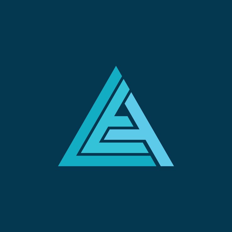 Vettore lettera iniziale astratta at o logo ta in colore blu isolato su sfondo blu scuro