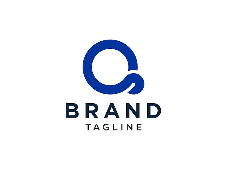 Vettore lettera iniziale astratta q logo. blu a forma di cerchio lineare isolato su sfondo bianco.