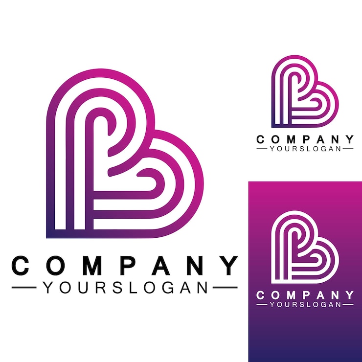 Vettore lettera iniziale b amore cuore logo design