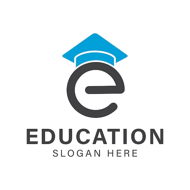 Lettera iniziale E con disegno del logo a matita Lettera E con logo Education Hat