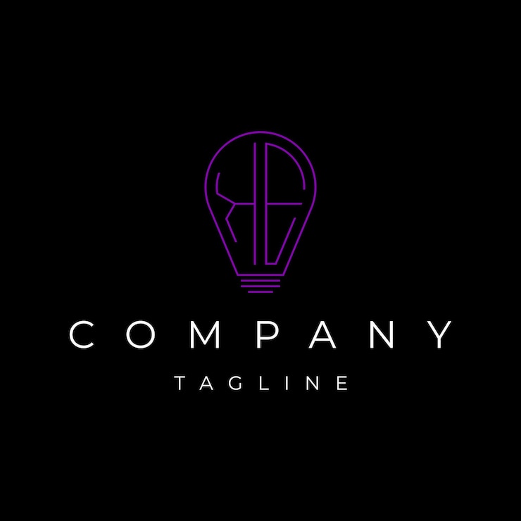 Vettore lettera ke soluzione iniziale della lampada lampadina icona del logo modello vettoriale di progettazione