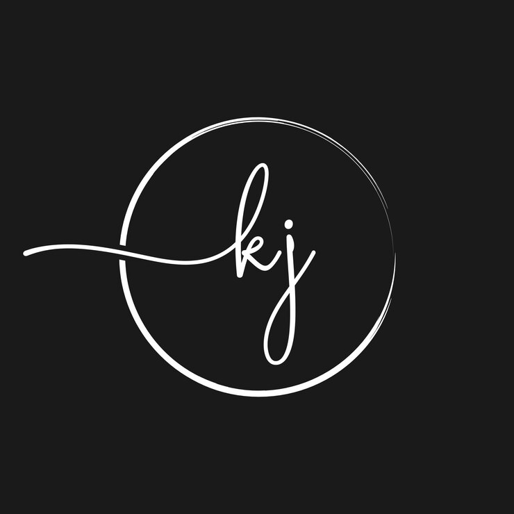 Lettera KJ Logo Design in un cerchio.