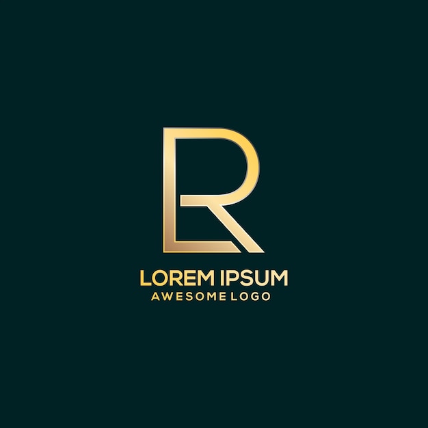 Lettera LR logo lusso color oro