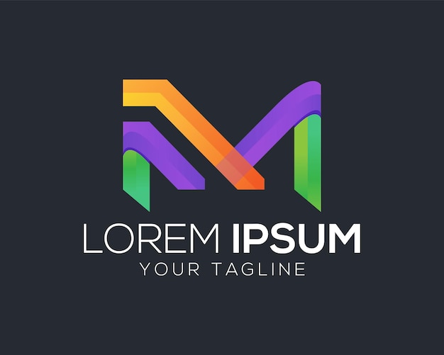 Lettera M creativa 3D o logo colorato