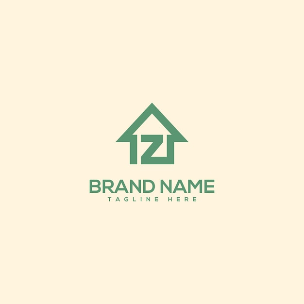 Lettera monogramma Z dell'alfabeto con vettore di progettazione del logo della casa immobiliare