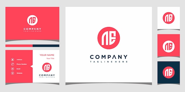 Lettera NE logo design e biglietto da visita Vettore Premium