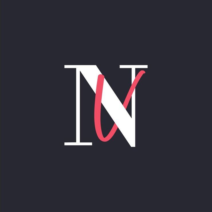 Vettore lettera nv logo perfettamente mescolate iniziali nv lettera logo design