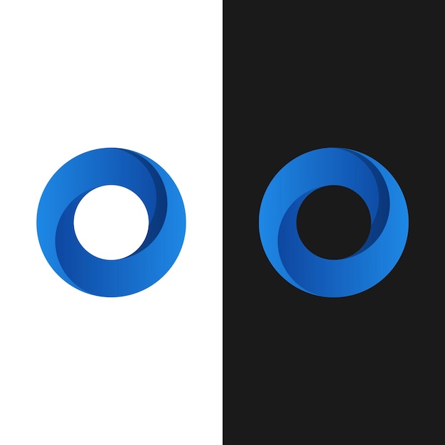 Lettera O iniziale modello di progettazione del logo sfumato blu