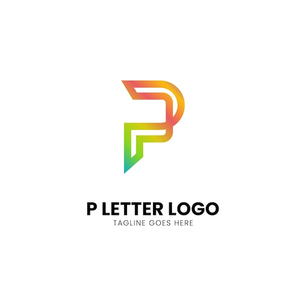 lettera p logo moderno gradiente iniziale colore naturale vettore icona illustrazione stock design