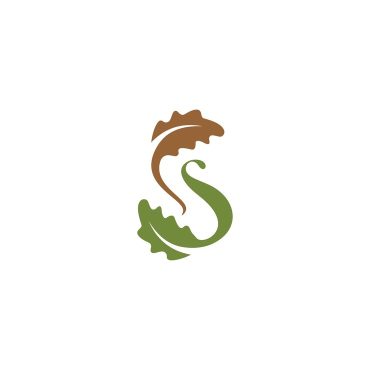 Lettera S logo della foglia di quercia simbolo delle foglie di quercia