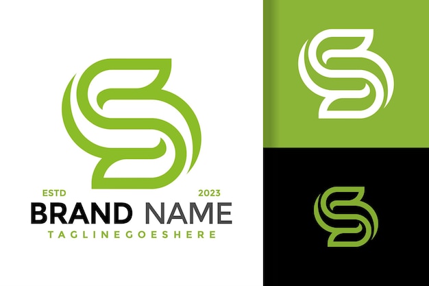 Lettera S monogramma verde logo design vettore icona simbolo illustrazione