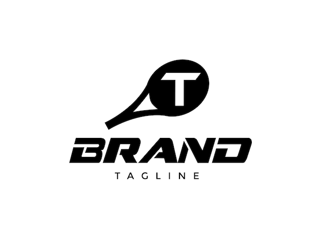 lettera t modello vettoriale di disegno del logo della racchetta da tennis per azienda commerciale di marca