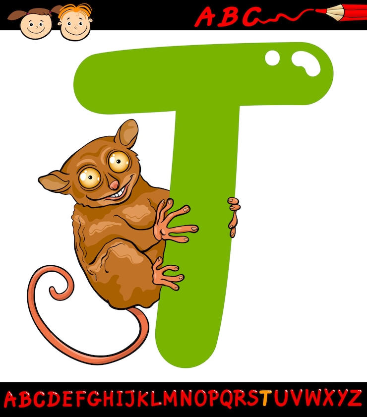 Vettore lettera t per l'illustrazione del fumetto tarsier