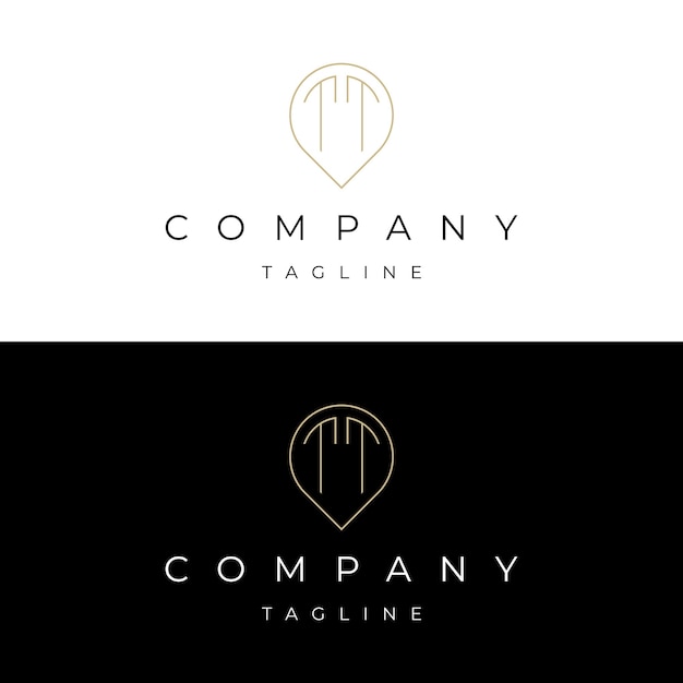 Lettera TT punto iniziale pin mappa icona locale logo design modello vettoriale