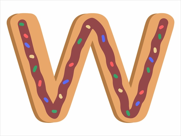 Lettera W con illustrazione di ciambella