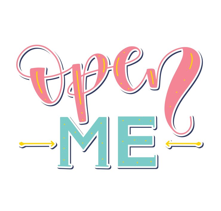 Lettere colorate con frase di vacanza di Natale Open Me