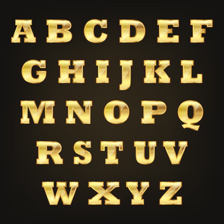 Vettore lettere dell'alfabeto d'oro. illustrazione