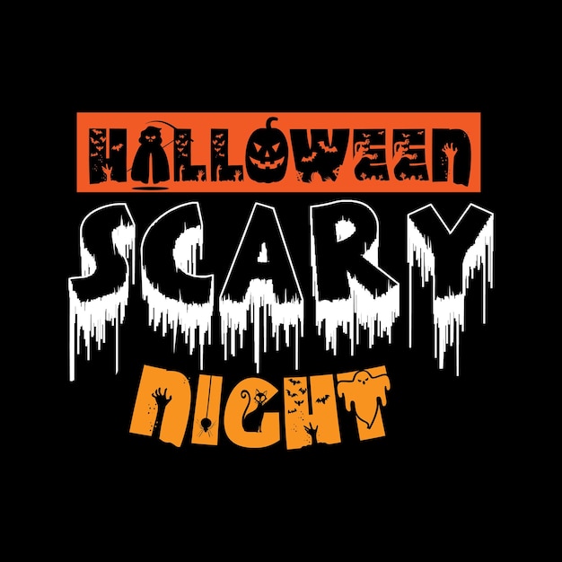 Lettere di tipografia di notte spaventosa di Halloween per maglietta