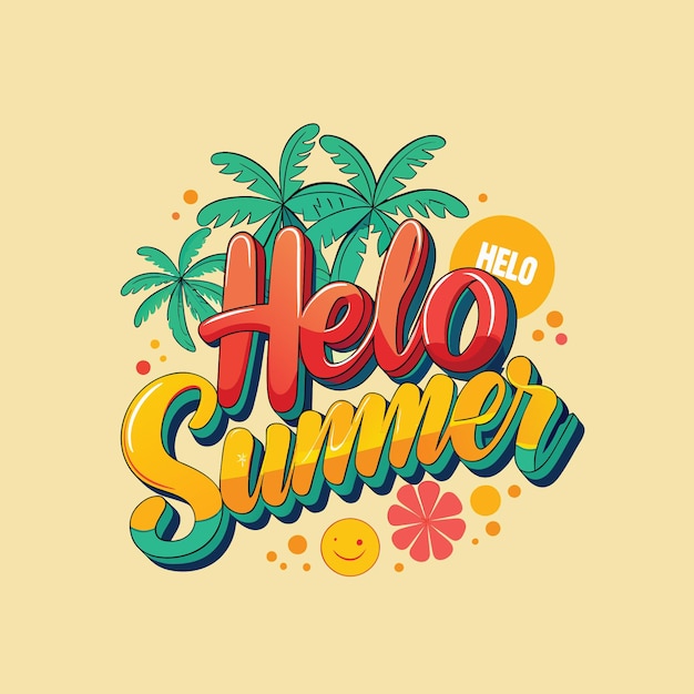 Lettere e testo vettoriali Hello summer