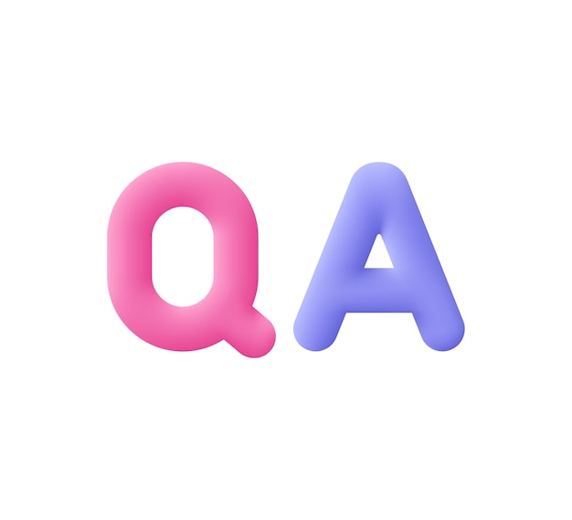 Lettere QA domande e risposte chat frequente icona vettoriale 3d stile minimal animato