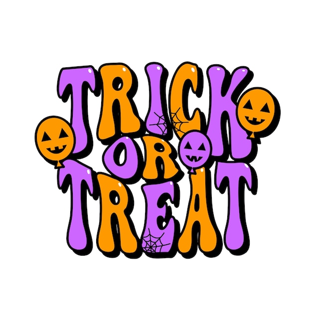 Lettere trick or treat per Halloween design inviti carte manifesti banner illustrazione vettoriale delle vacanze