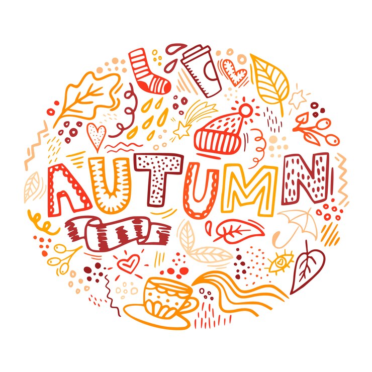 Vettore lettering autunnale con elementi