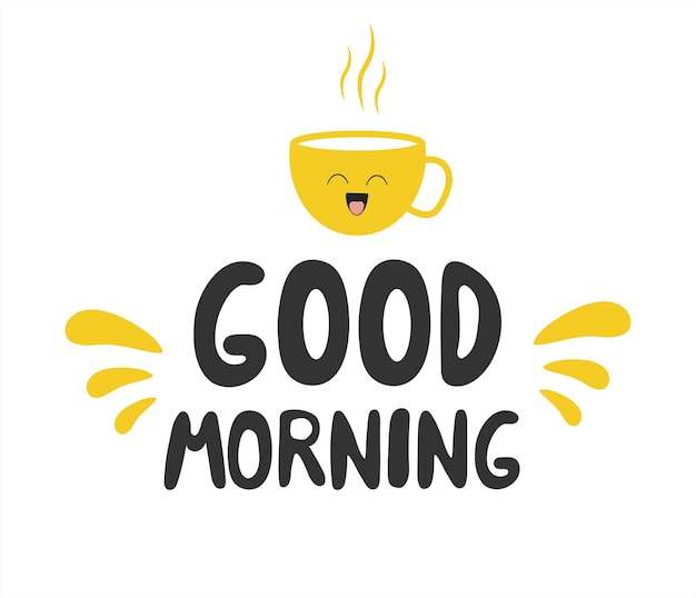 Lettering buongiorno con l'icona di una tazza