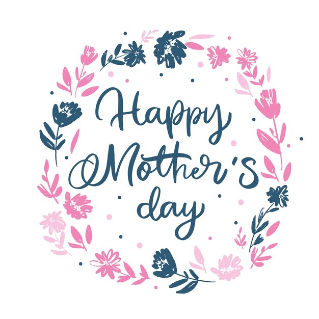 Lettering Happy Mother's Day Tipografia scritta a mano Testo di calligrafia