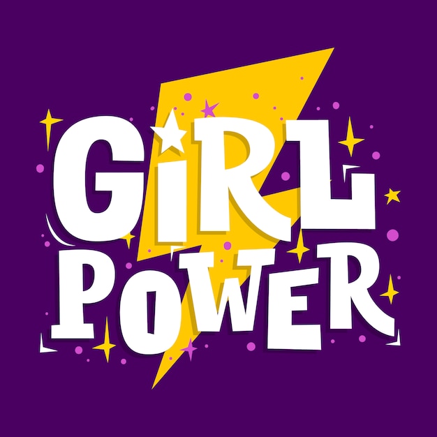 Lettering motivazione Girl Power. Slogan del femminismo.
