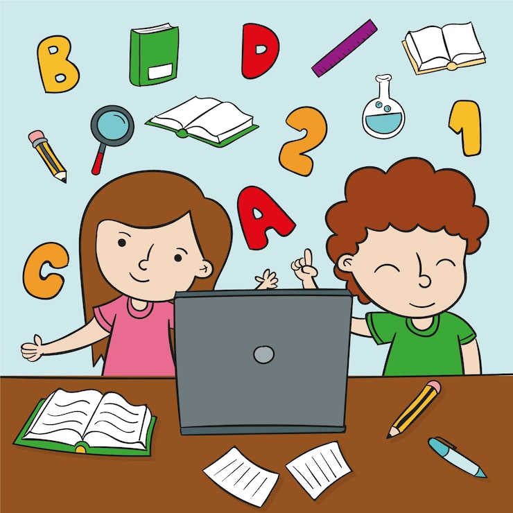 Vettore lezioni online per bambini