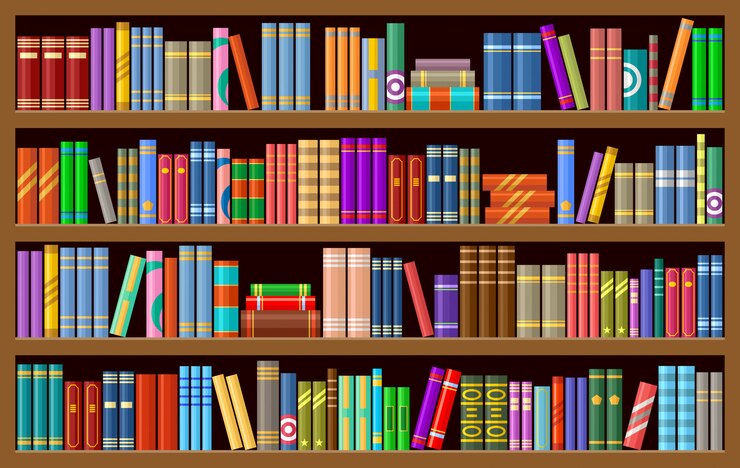 Vettore libreria con libri