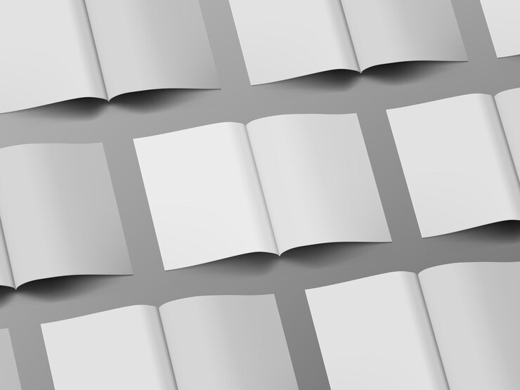 Vettore libretto con copertina flessibile e ombra su sfondo scuro