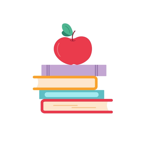 Libri e Apple School design Illustrazione vettoriale