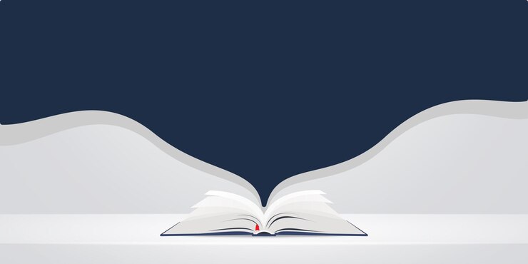 Libro aperto su sfondo blu illustrazione