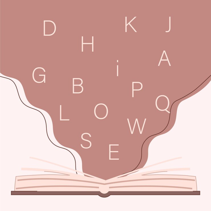libro con lettere volanti