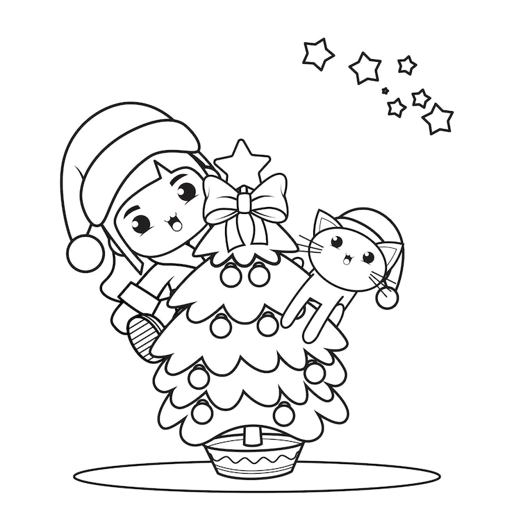 Vettore libro da colorare di natale con ragazza carina48