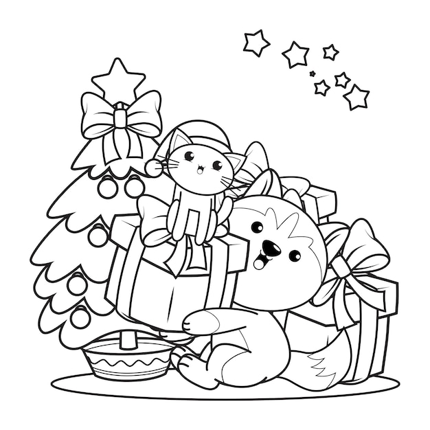 Libro da colorare di Natale con simpatico husky24