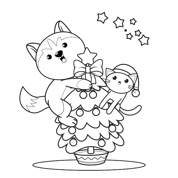 Libro da colorare di Natale con simpatico husky48