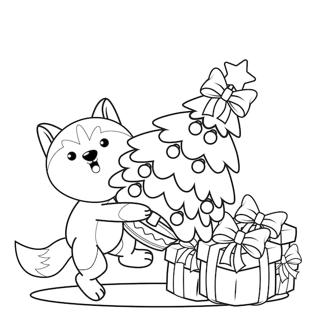 Libro da colorare di Natale con simpatico husky7