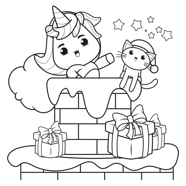 Libro da colorare di Natale con unicorno carino27