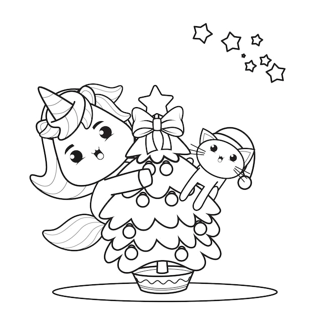 Libro da colorare di Natale con unicorno carino48