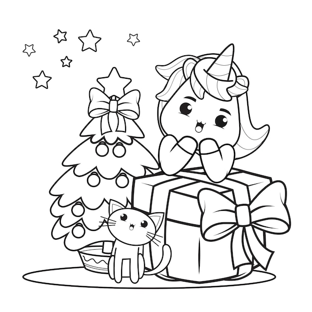 Libro da colorare di Natale con unicorno carino5