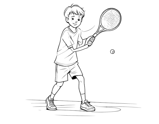 Libro da colorare giocoso per bambini di tennis