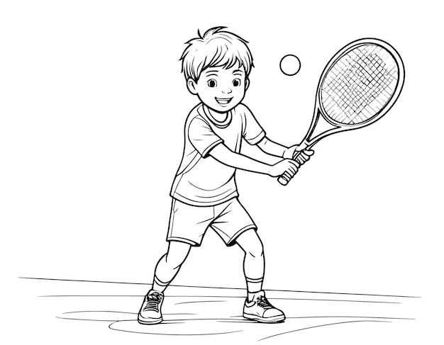 Libro da colorare giocoso per bambini di tennis