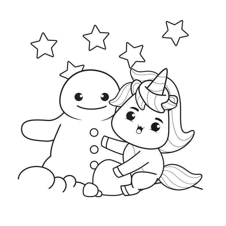 Libro da colorare il giorno di Natale con unicorno carino