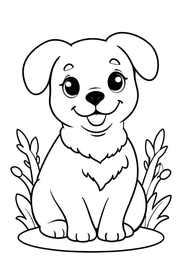 Libro da colorare Pagina con cane Pagina da colorare Contorno di un cane carino