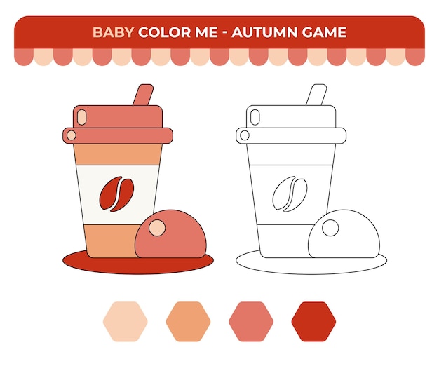 Libro da colorare per bambini caffè caldo con un panino per bambini autunnali gamexA