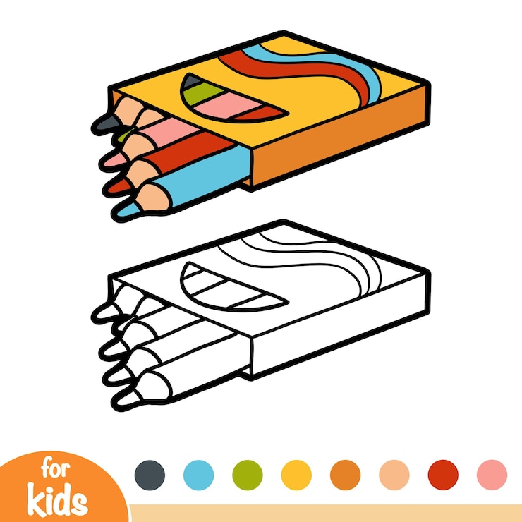 Vettore libro da colorare per bambini, matite colorate